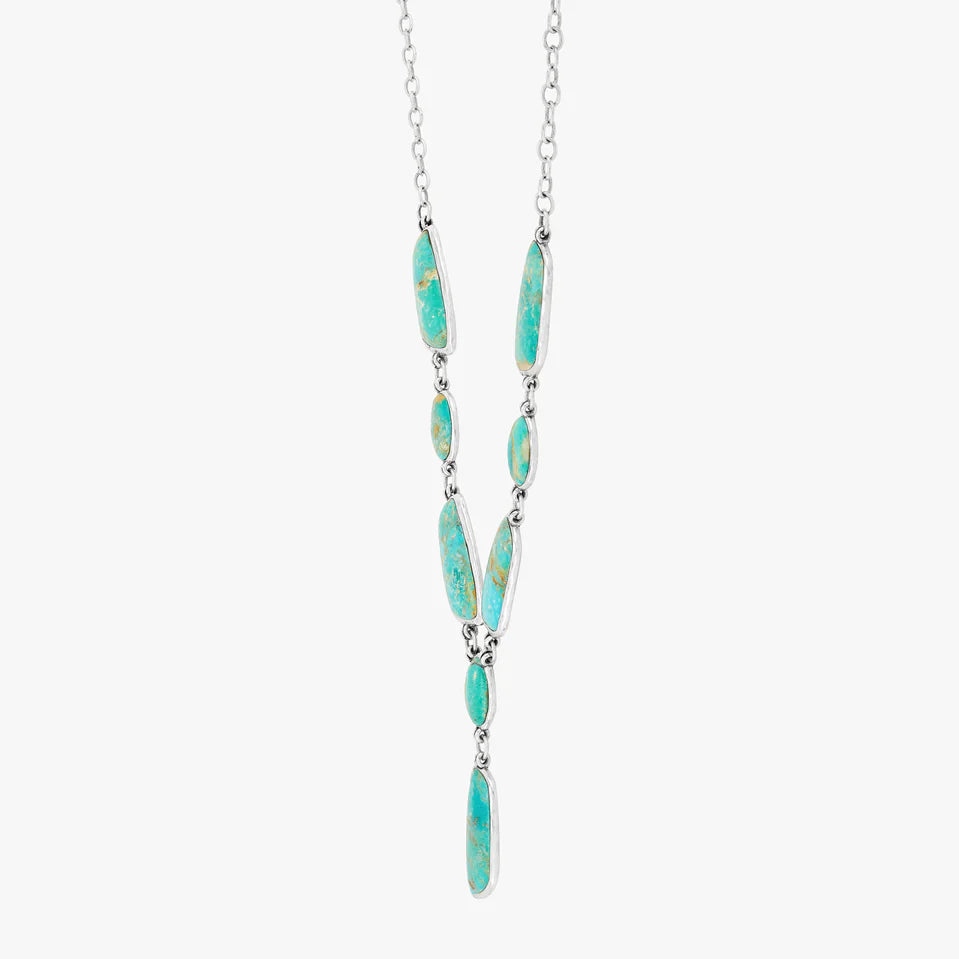 Turquoise Cascade Silver Necklace
