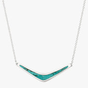 V Shaped Turquoise Inlay Silver Necklace