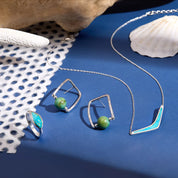 V Shaped Turquoise Inlay Silver Necklace