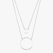 Silver Double Circle Layered Necklace