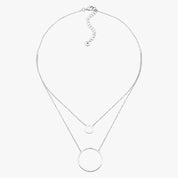 Silver Double Circle Layered Necklace