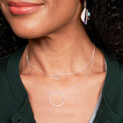 Silver Double Circle Layered Necklace