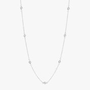 Station Diamond Accented Silver Necklace