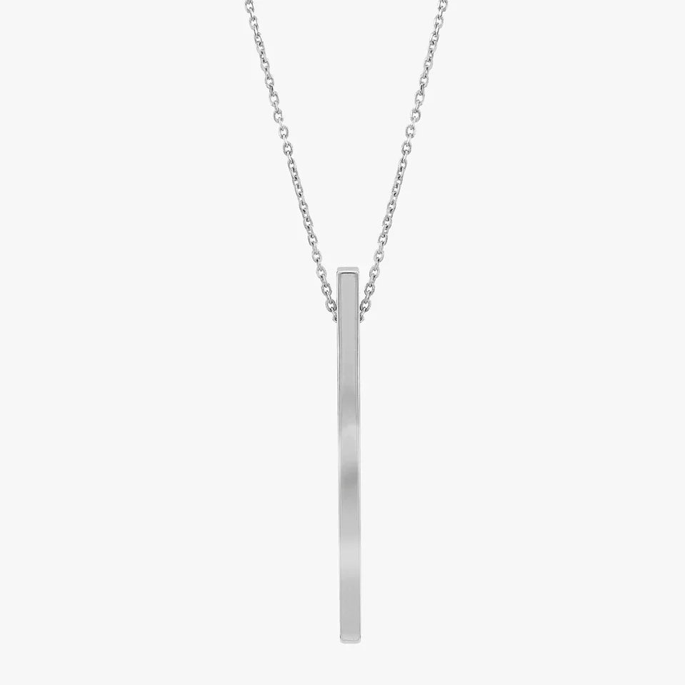 Silver Vertical Bar Pendant Necklace