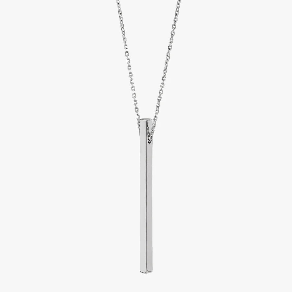 Silver Vertical Bar Pendant Necklace