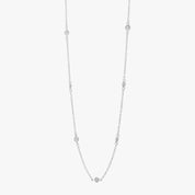 Station Diamond Accented Silver Necklace
