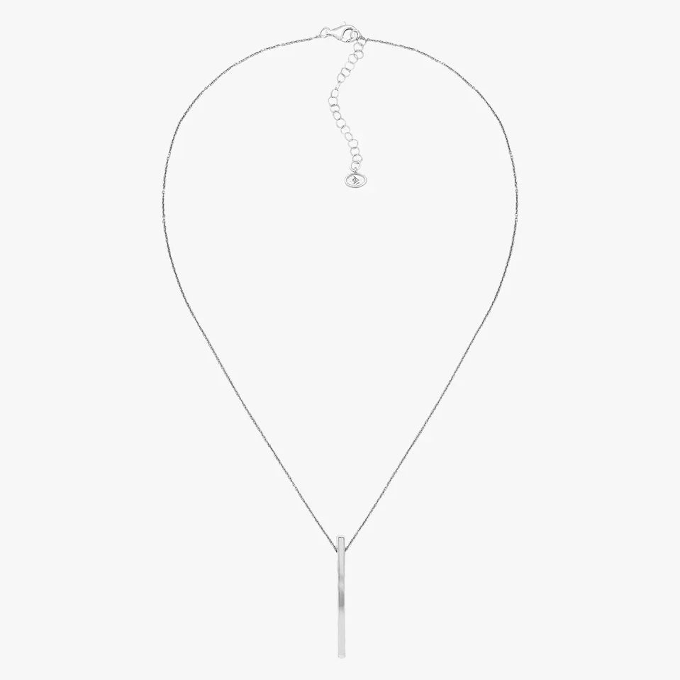 Silver Vertical Bar Pendant Necklace