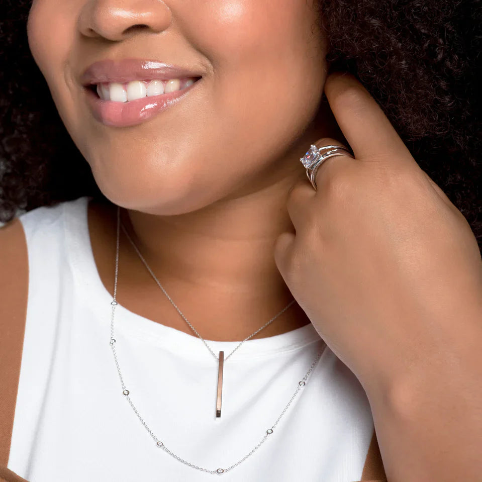 Silver Vertical Bar Pendant Necklace