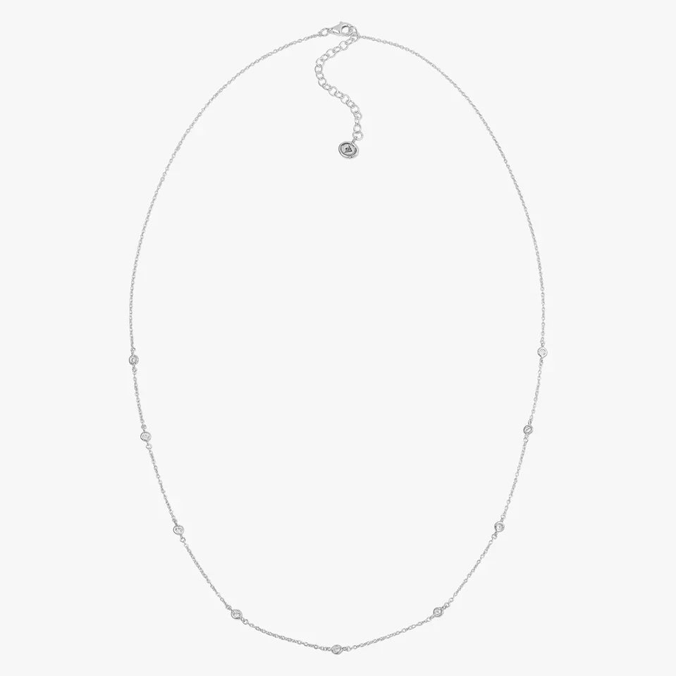 Station Diamond Accented Silver Necklace