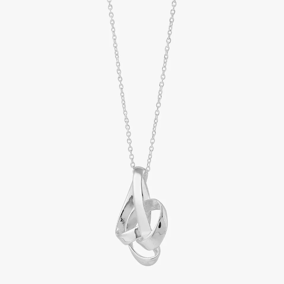 Silver Sculpted Knot Pendant Necklace