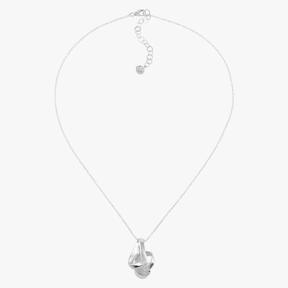 Silver Sculpted Knot Pendant Necklace