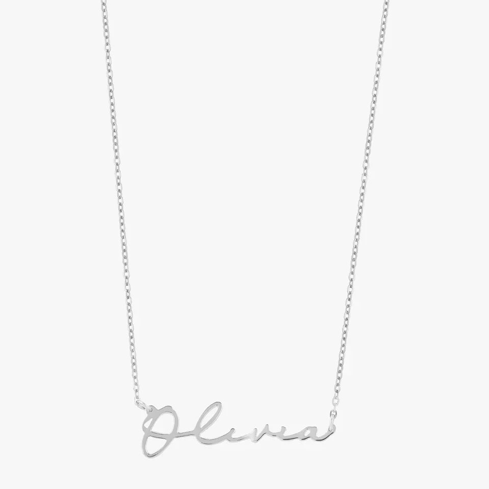 Silver Script Name Necklace