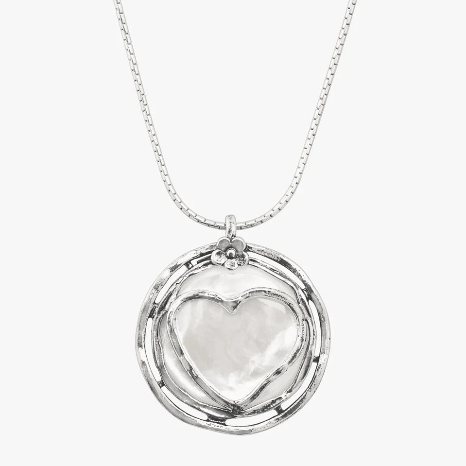 Vintage Heart Framed Silver Pendant Necklace