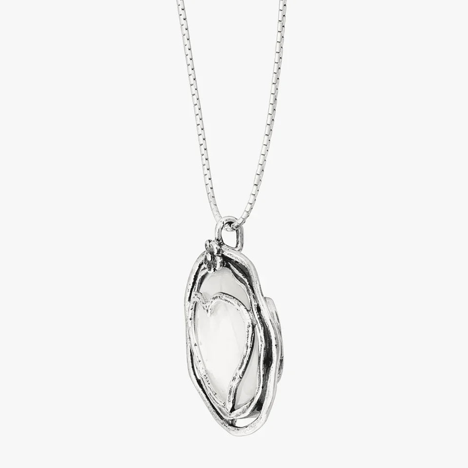 Vintage Heart Framed Silver Pendant Necklace