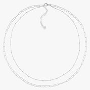 Silver Layered Paperclip and Beaded Chain Necklace