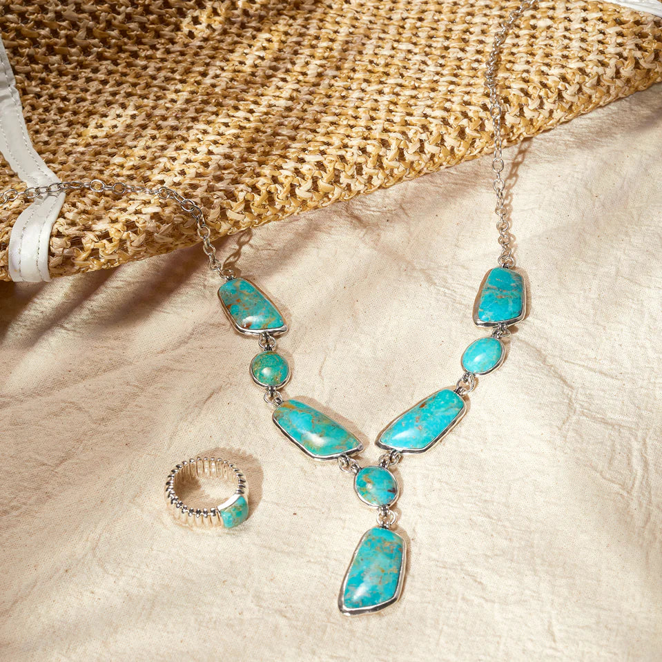 Turquoise Cascade Silver Necklace