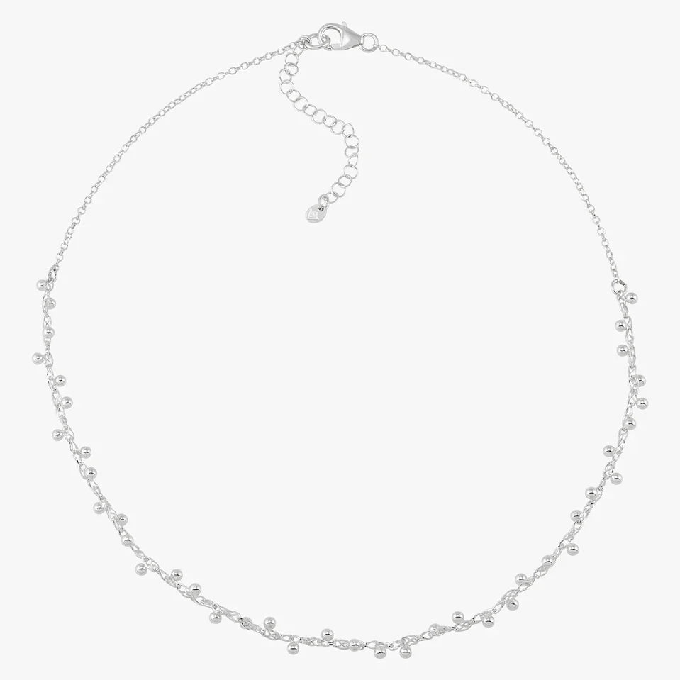 Silver Beaded Station Necklace
