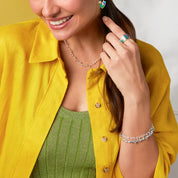 Silver Beaded Station Necklace