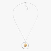 Textured Dual Element Silver Circle Pendant Necklace