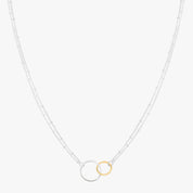 Interlocking Dual Ring Silver Necklace