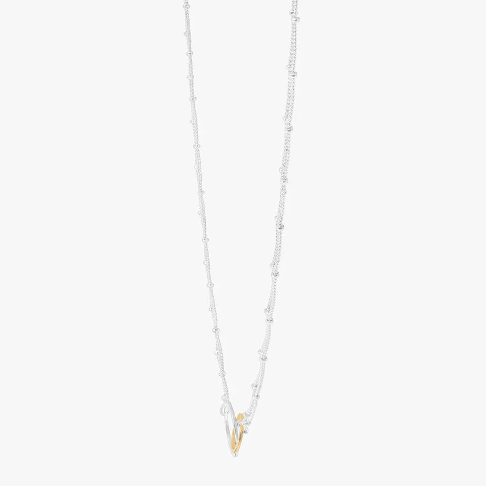 Interlocking Dual Ring Silver Necklace
