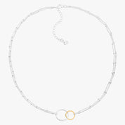 Interlocking Dual Ring Silver Necklace