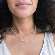 Interlocking Dual Ring Silver Necklace