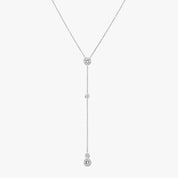 Linear Drop Diamond Accented Silver Necklace