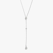Linear Drop Diamond Accented Silver Necklace
