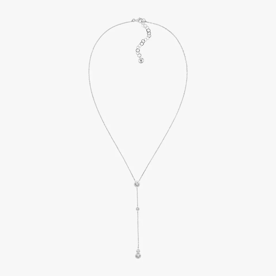 Linear Drop Diamond Accented Silver Necklace