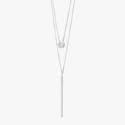 Layered Bar and Stone Silver Necklace