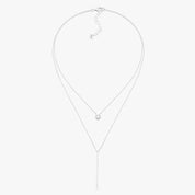 Layered Bar and Stone Silver Necklace