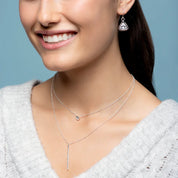 Layered Bar and Stone Silver Necklace