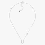 Initial U Silver Necklace with Stone Accent
