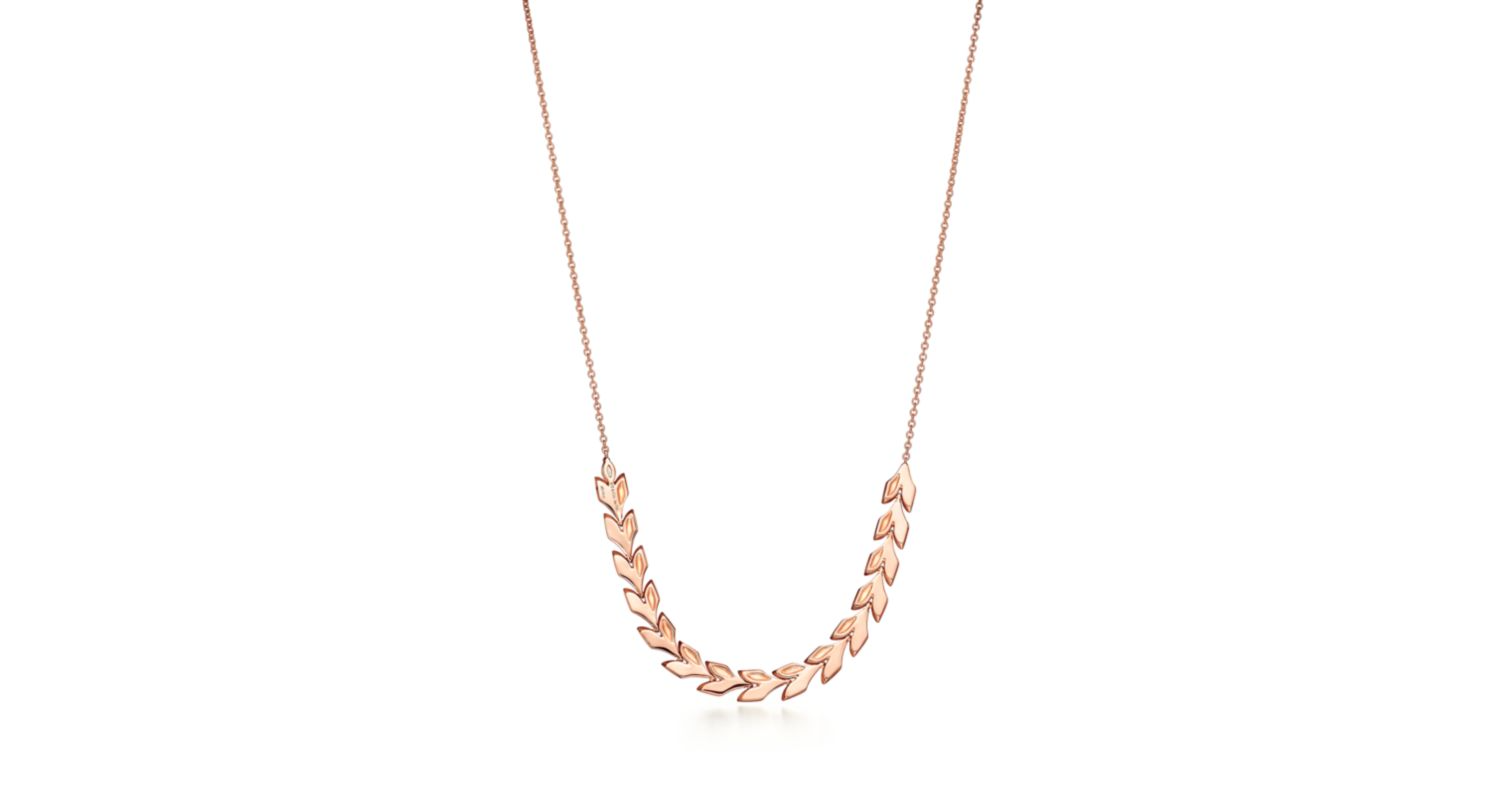 Silver Laurel Leaf Curve Necklace