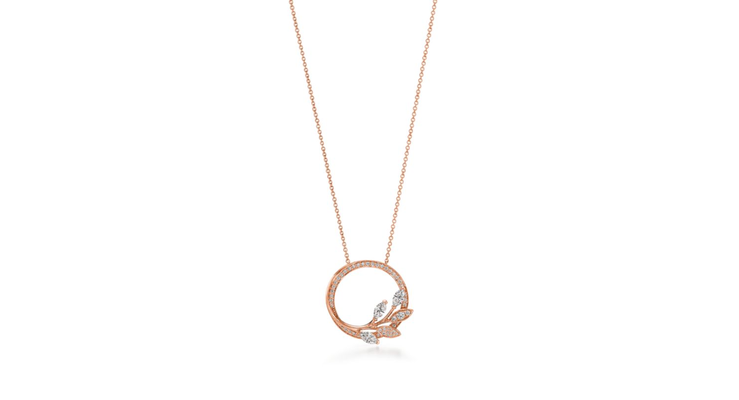 Silver Leaf Circle Pendant Necklace