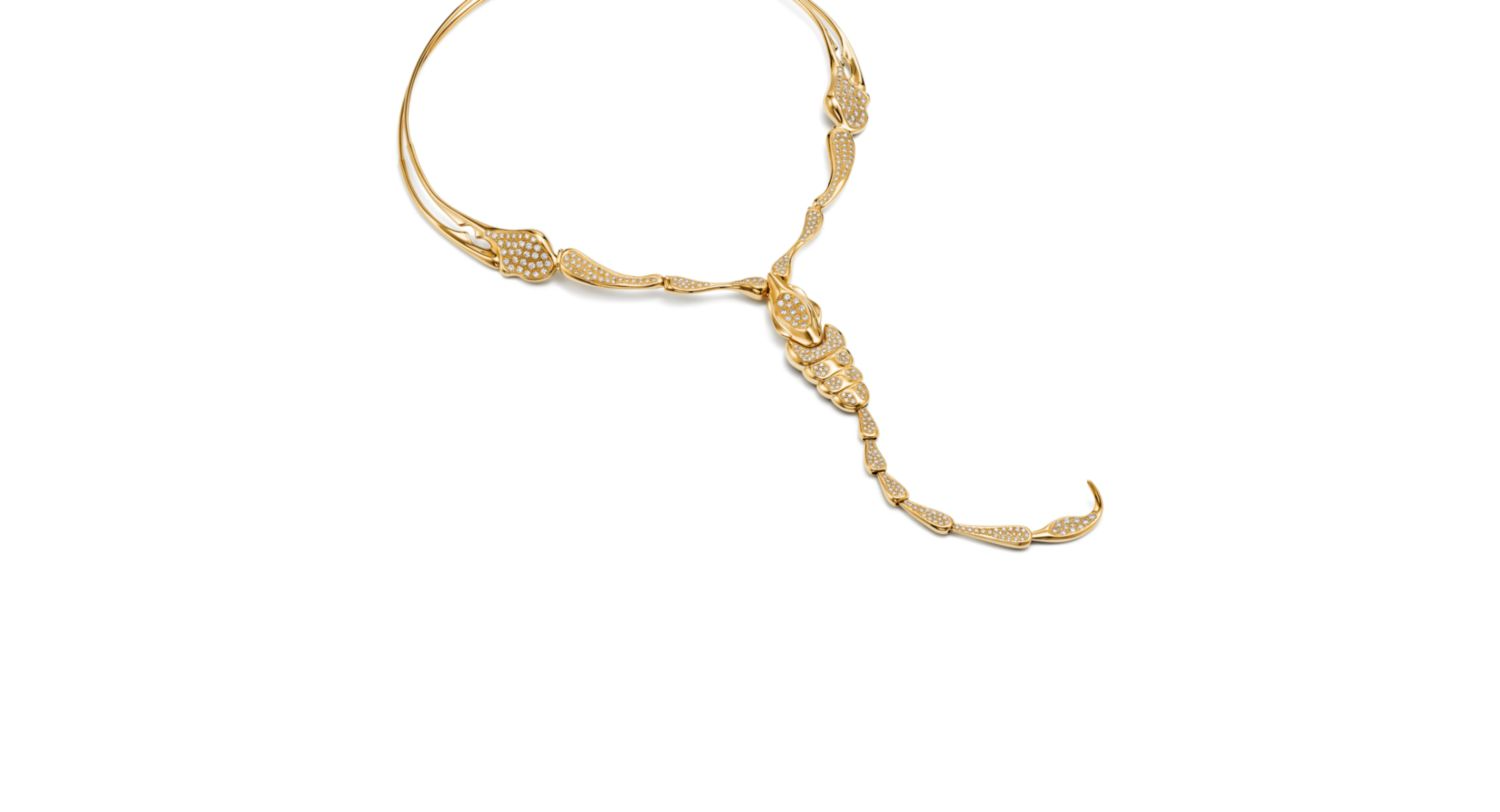 Silver Serpent Diamond Collar Necklace
