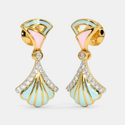 Silver Enamel Drop Earrings with Diamond Accents