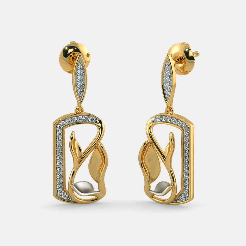 Silver Abstract Diamond Drop Earrings