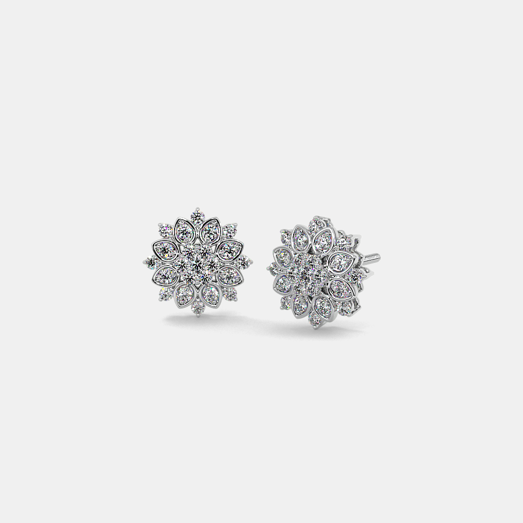 Silver Floral Cluster Stud Earrings