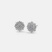 Silver Floral Cluster Stud Earrings