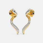 Silver Wave Diamond Stud Earrings