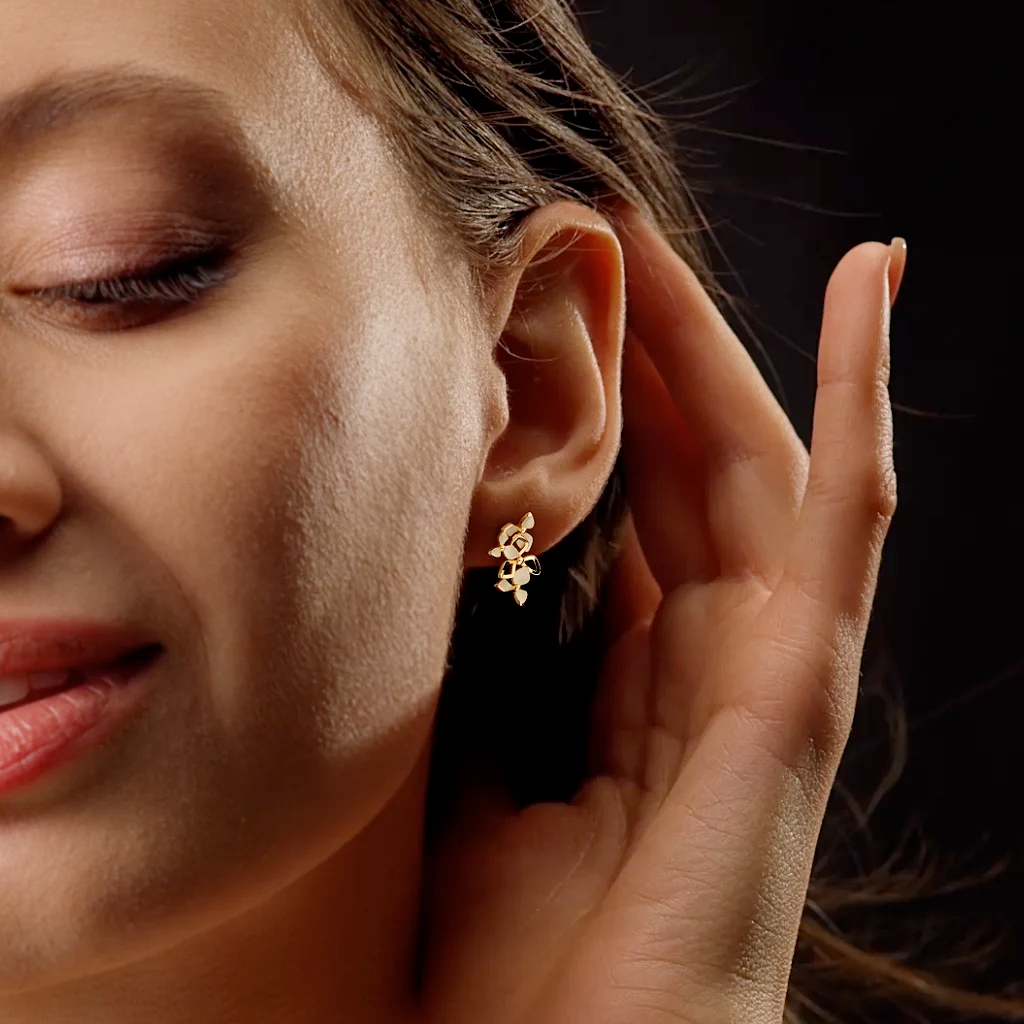 Silver Floral Sculpted Stud Earrings