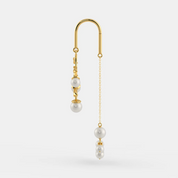 Silver Botanical Pearl Drop Earrings