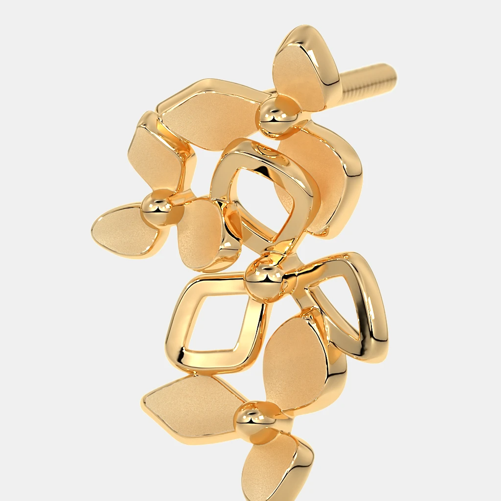 Silver Floral Sculpted Stud Earrings