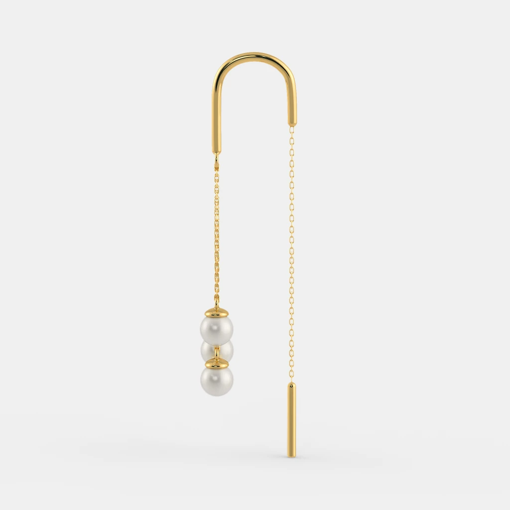 Silver Pearl Chain Drop Earrings
