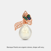 Silver Baroque Pearl Nature Inspired Stud Earring