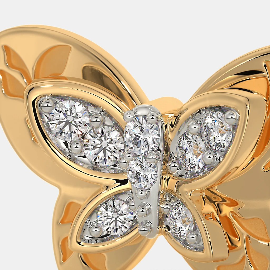 Silver Butterfly Diamond Stud Earrings