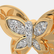 Silver Butterfly Diamond Stud Earrings