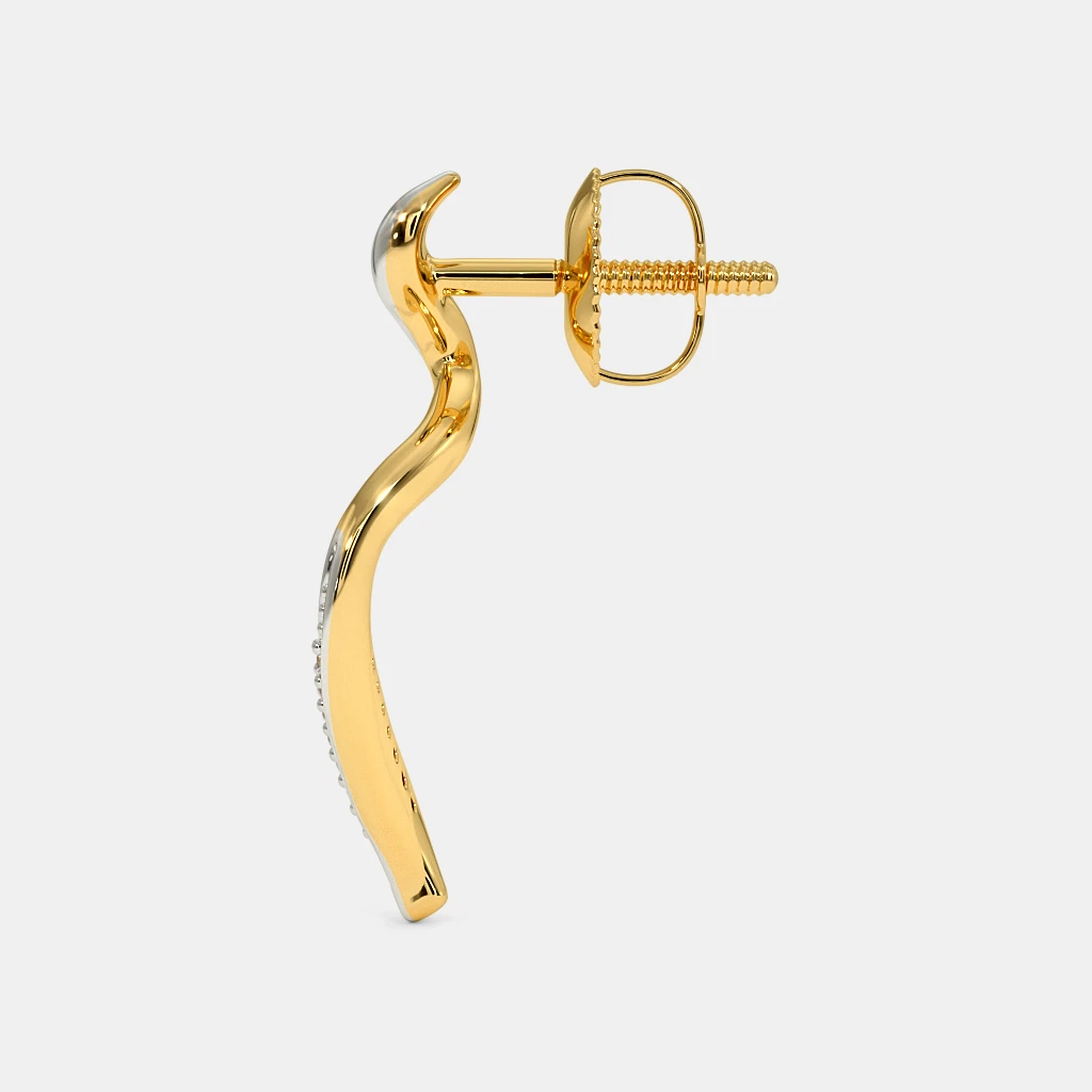 Silver Wave Diamond Stud Earrings